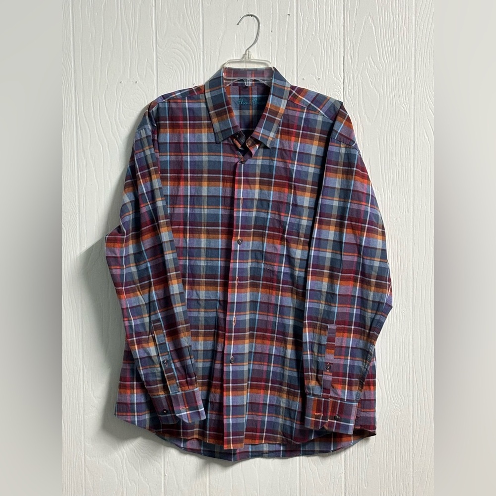 Alan Flusser Multicolor Colorful Cotton Long Sleeve Button Up Men's XL